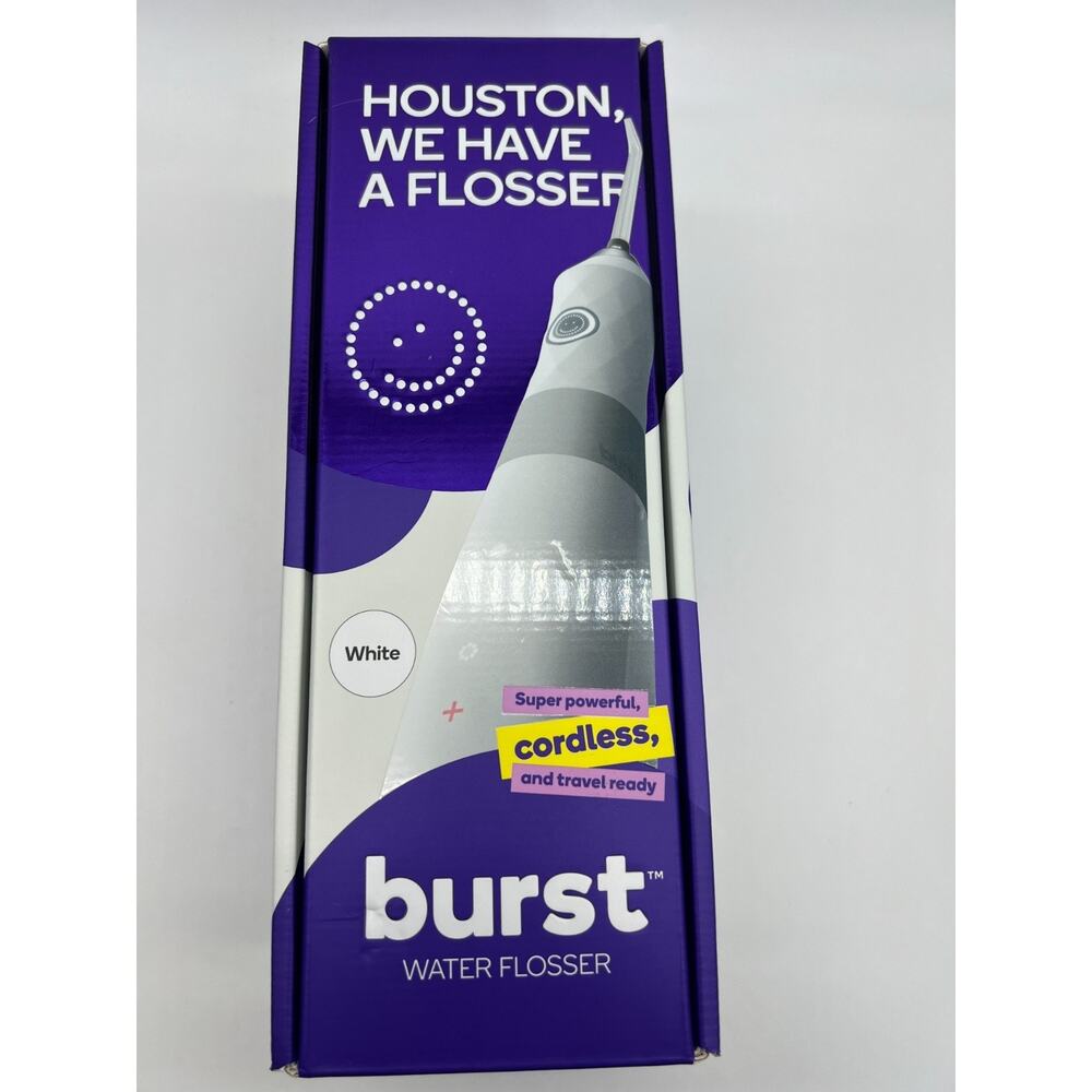 Burst Water Flosser Cordless Removable 360 degree rotating tip New White